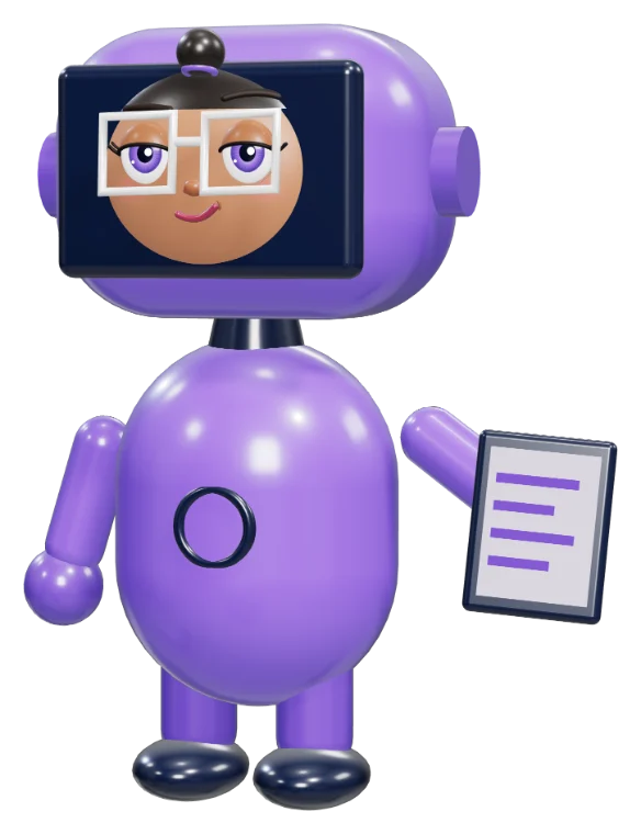 SofIA de óculos, segurando um tablet